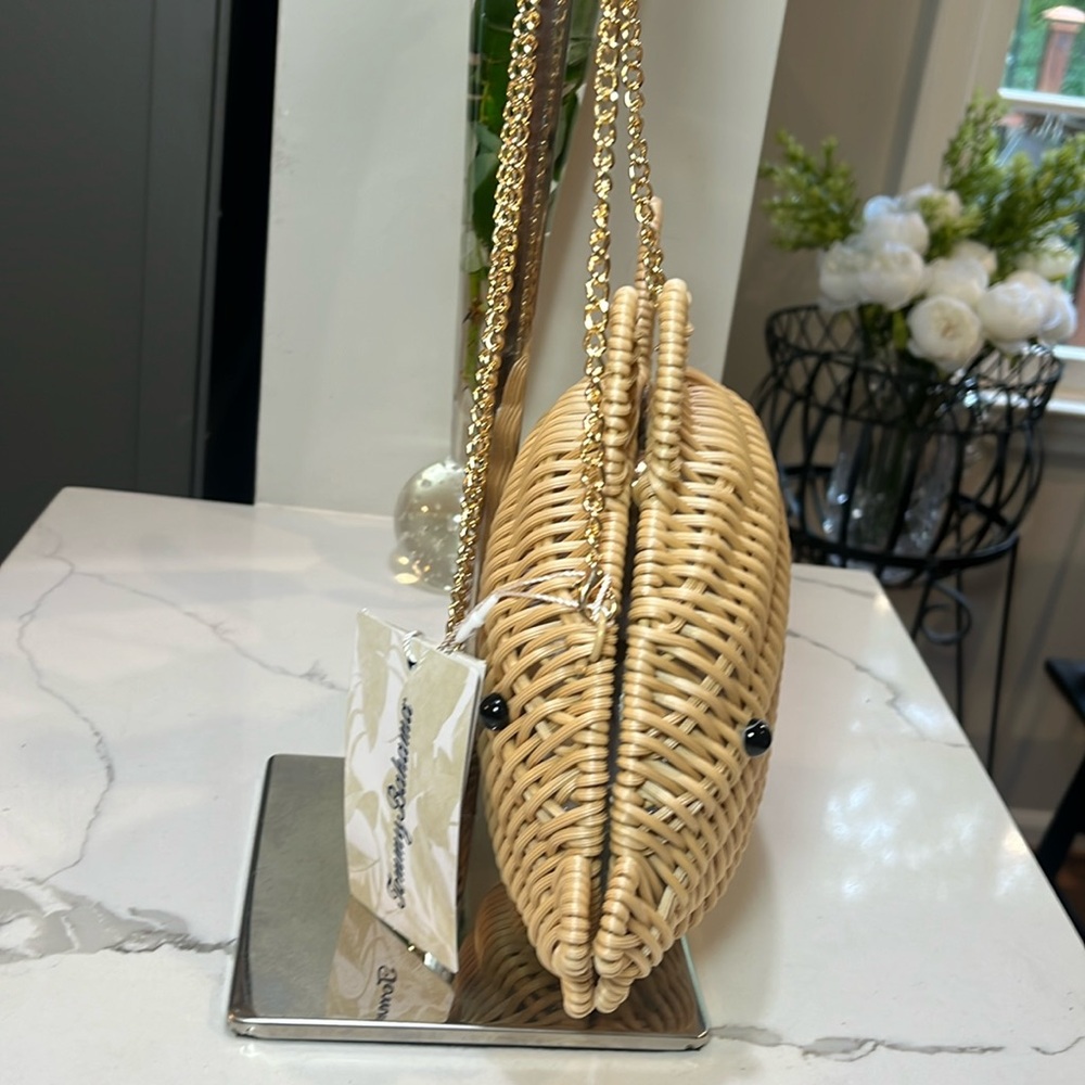Tommy Bahama Natural Rattan Wicker Woven Fish Bag Crossbody or Clutch - NWT - Picture 8 of 11